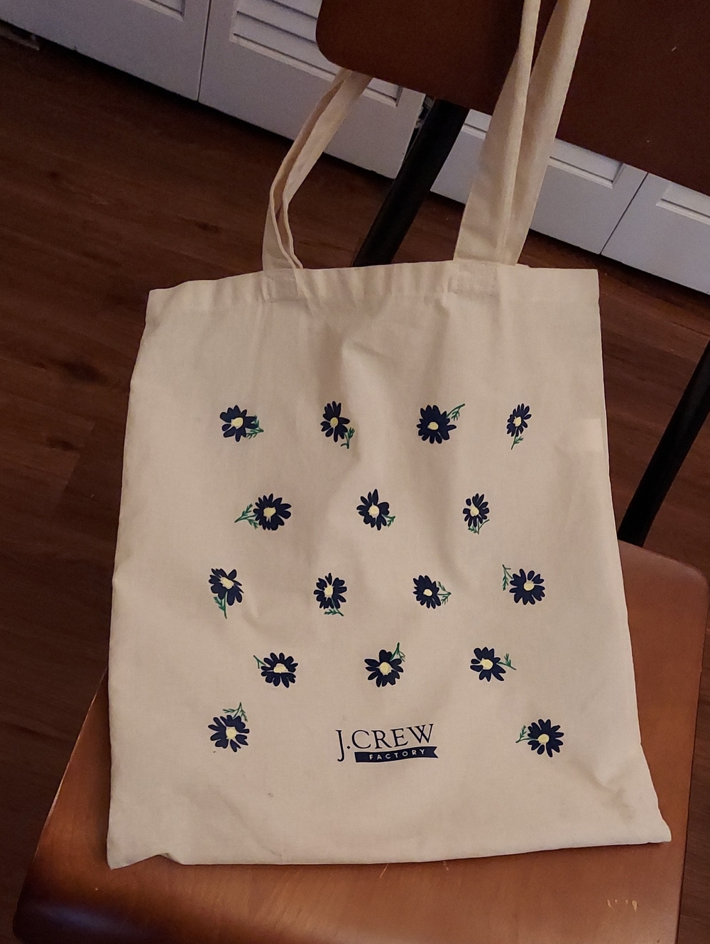 J.Crew Cream Floral Canvas Tote Bag